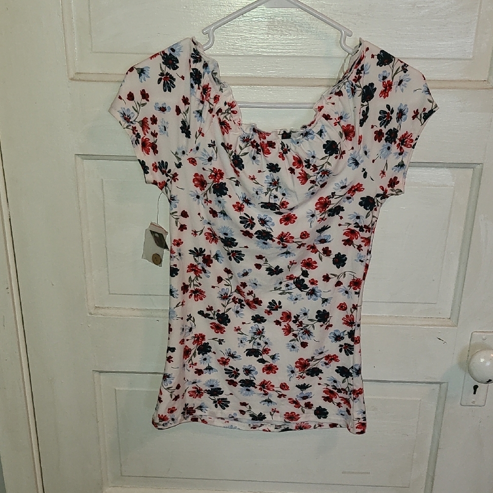 No Boundaries Floral Print Blouse - Red and Blue - Picture 3 of 3
